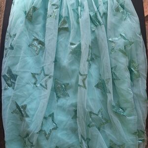 Star Patterned Turquoise Tulle Skirt